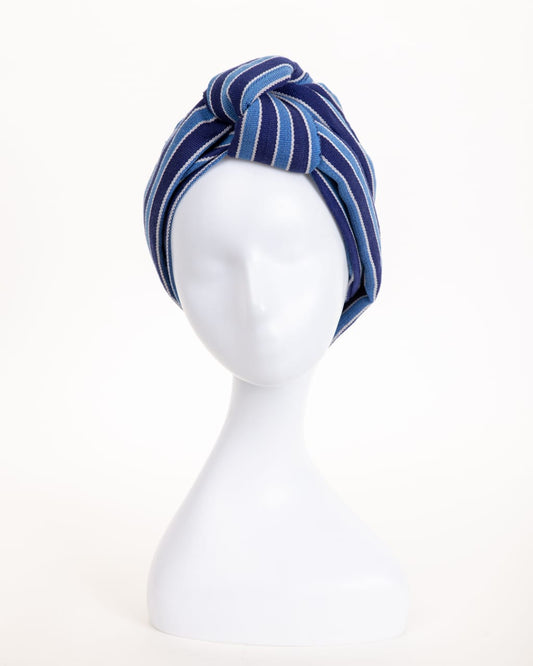 Azure Stripes Knot Turban 